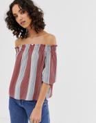 Only Stripe Bardot Top-pink