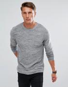 Jack & Jones Knitted Sweater With Mixed Yarn Detail - Gray
