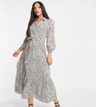 New Look Tall Midi Shirt Dress In Black Animal Print-pink