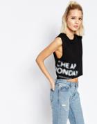 Cheap Monday Cropped Tank With Side Logo - Black