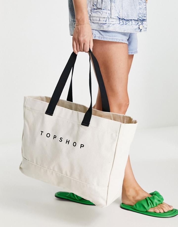 The Topshop Tote Bag In Cream-white