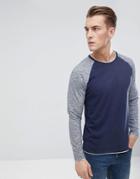 Esprit Long Sleeve T-shirt With Contrast Sleeves - Navy