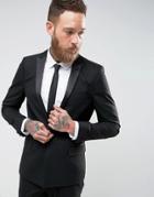 Asos Skinny Tuxedo Suit Jacket With Satin Lapel In Black - Black