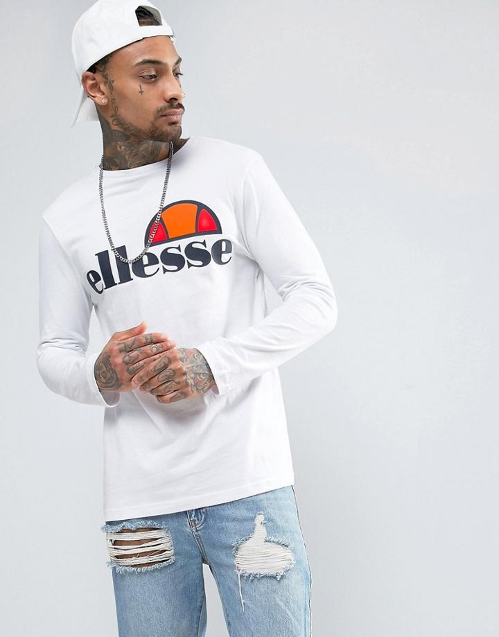 Ellesse Long Sleeve T-shirt With Classic Logo In White - White