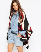 Asos 70s Stripe Knitted Cape - Tobacco