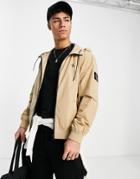 Calvin Klein Jeans Hooded Harrington Jacket In Tan-brown