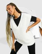 Asos Design Knit Cable Sweater Vest In Cream-white