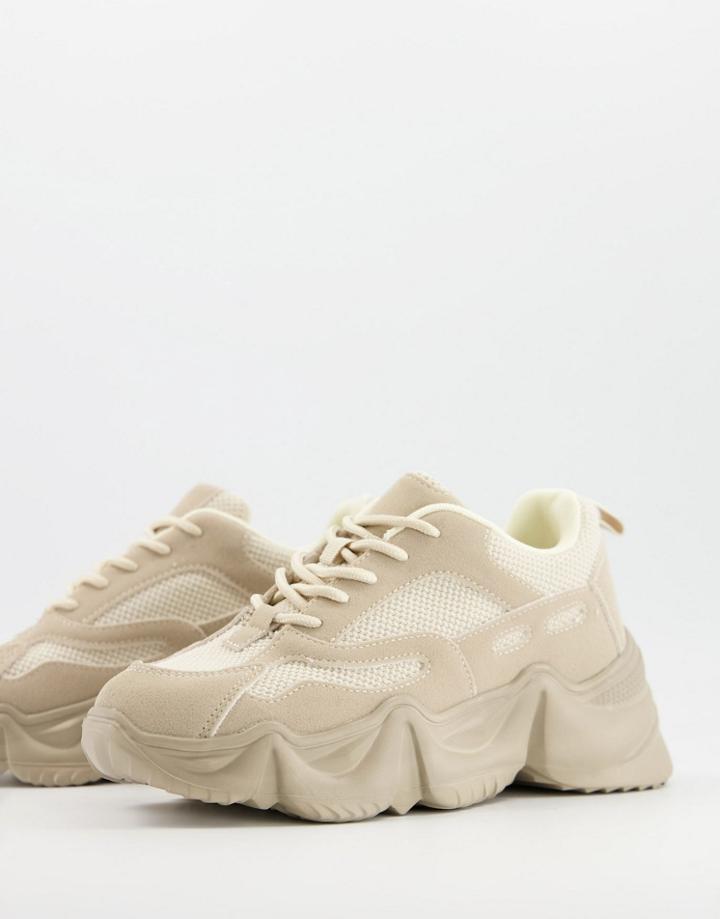 Public Desire Temper Chunky Sneakers In Blush-pink