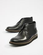 Original Penguin Leather Lace Up Boots In Black - Black