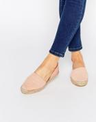 Pieces Jasha Nude Pink Leather Espadrille Two Part Flat Shoes - Beige