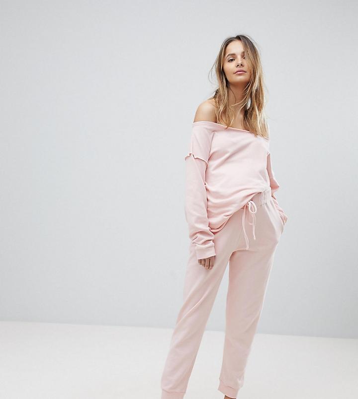 Asos Maternity Lounge Raw Edge Off Shoulder Sweat & Jogger Set - Pink