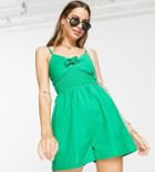 Influence Tall Tie Front Beach Romper In Green
