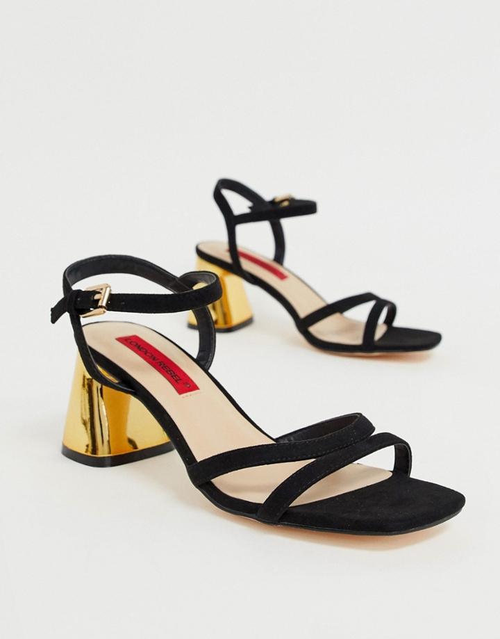 London Rebel Kitten Heel Sandals-black