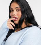 M Lounge Curve Relaxed V Neck Sweater-blue
