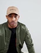 Asos Design Baseball Cap In Camel With Subliminal Embroidery - Beige