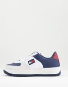 Tommy Jeans Basket Varsity Leather Sneakers In White