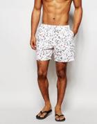 Boardies Printed Swim Shorts In Mid Length - White