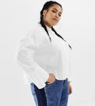 Collusion Plus Boxy Shirt With Oversized Sleeve - White