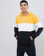 New Look Color Block Hoodie With Half Zip In Yellow - Yellow