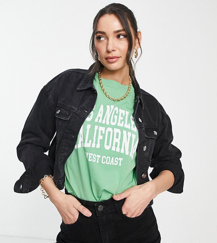 Asos Design Tall 'original' Denim Jacket In Washed Black