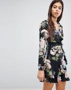Missguided Floral Printed Wrap Dress - Multi
