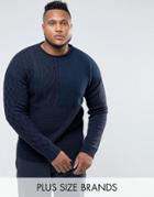 Bellfield Plus Sweater With Mixed Textures - Navy