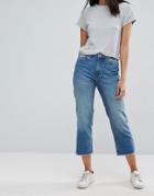 Only Crop Jean With Frayed Hem - Blue