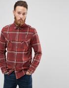 Asos Design Regular Fit Western Check Shirt In Brown - Brown