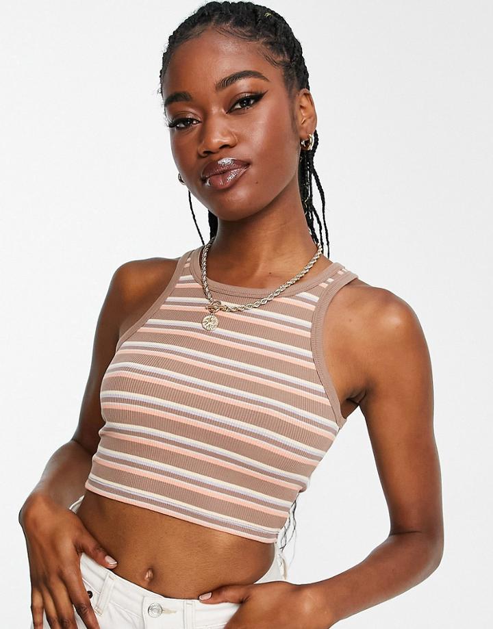 Urban Revivo Tank Top In Beige Stripe Print-multi