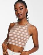 Urban Revivo Tank Top In Beige Stripe Print-multi