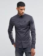 Siksilk Stretch Shirt In Slim Fit - Gray