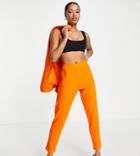 Asos Design Petite Jersey Tapered Suit Pants In Orange-no Color