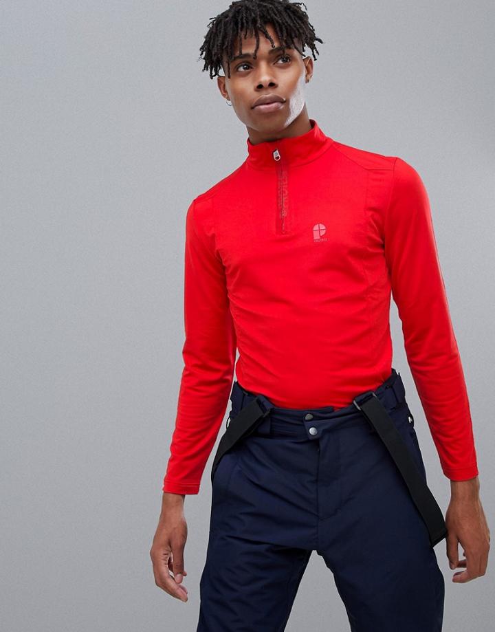 Protest Willowy 1/4 Zip Top In Red - Red