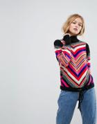 Asos Sweater In Fairisle With High Neck And Batwing Sleeves - Multi