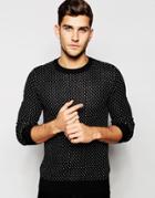 Selected Homme Knitted Sweater With All Over Pattern - Black