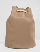 Mi-pac Tumbled Faux Leather Drawstring Backpack - Beige