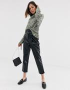 Moon River Faux Leather Cropped Pants-black