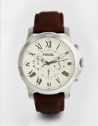Fossil Fs4735 Grant Brown Leather Strap Chronograph Watch - Brown