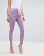 Asos Rivington High Waist Denim Jeggings In Washed Lilac - Purple