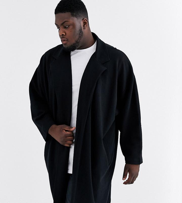 Asos Design Plus Extreme Oversized Jersey Duster Jacket In Black