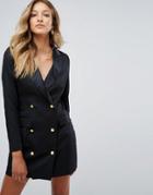 Missguided Tux Dress In Black - Black