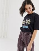Pull & Bear Acdc T-shirt In Black - Black