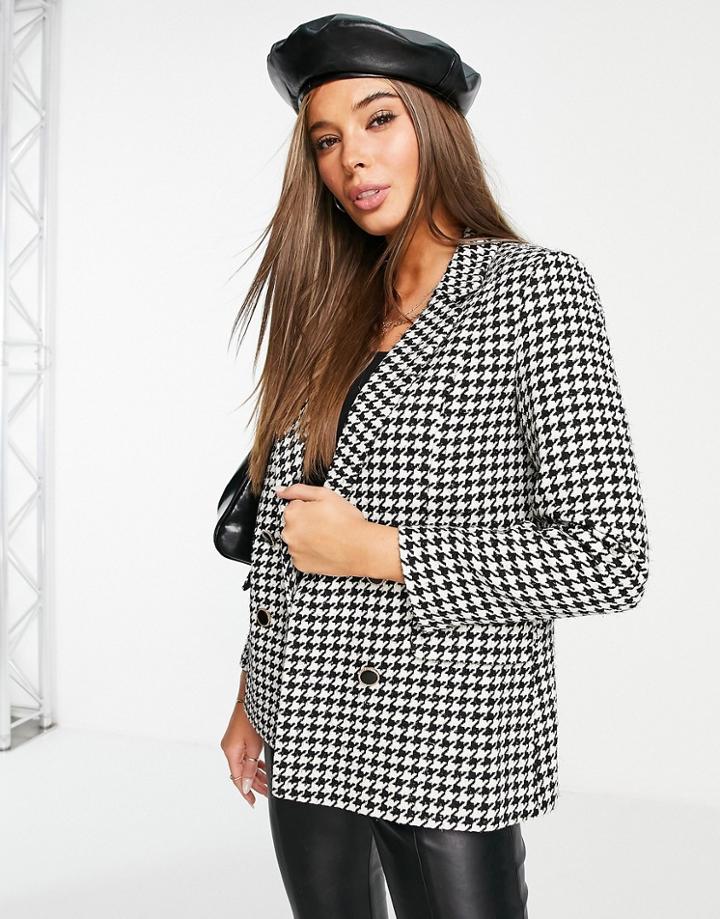 Miss Selfridge Mono Dogtooth Blazer-black