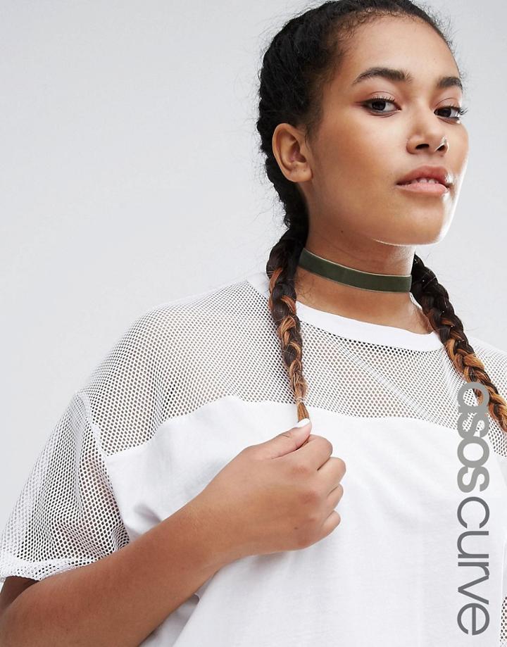 Asos Curve Basic Velvet Choker Necklace - Green