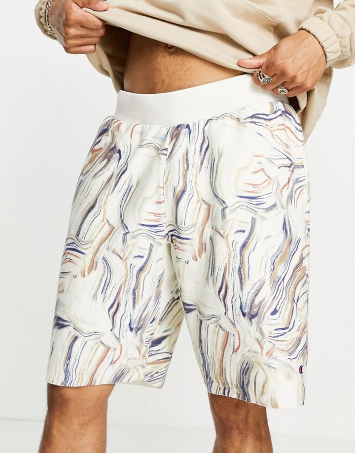 Champion Marble Logo Shorts In Off White