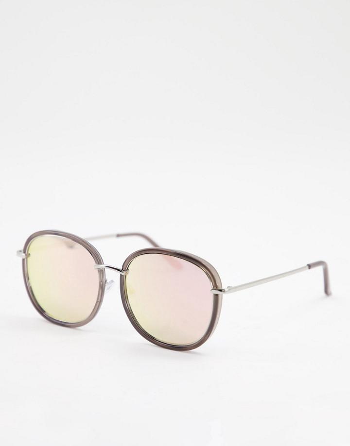 Aj Morgan Oversized Sunglasses With Mirror Lens-grey