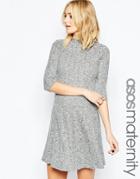 Asos Maternity Swing Dress In Rib With Turtleneck - Multi