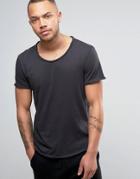 Yourturn T-shirt In Black With Raw Hem - Black