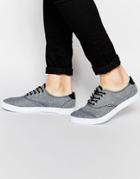 Asos Plimsolls In Black Chambray With Black Trims - Black