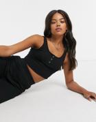 Cotton: On Rib Sleeveless Crop Top In Black